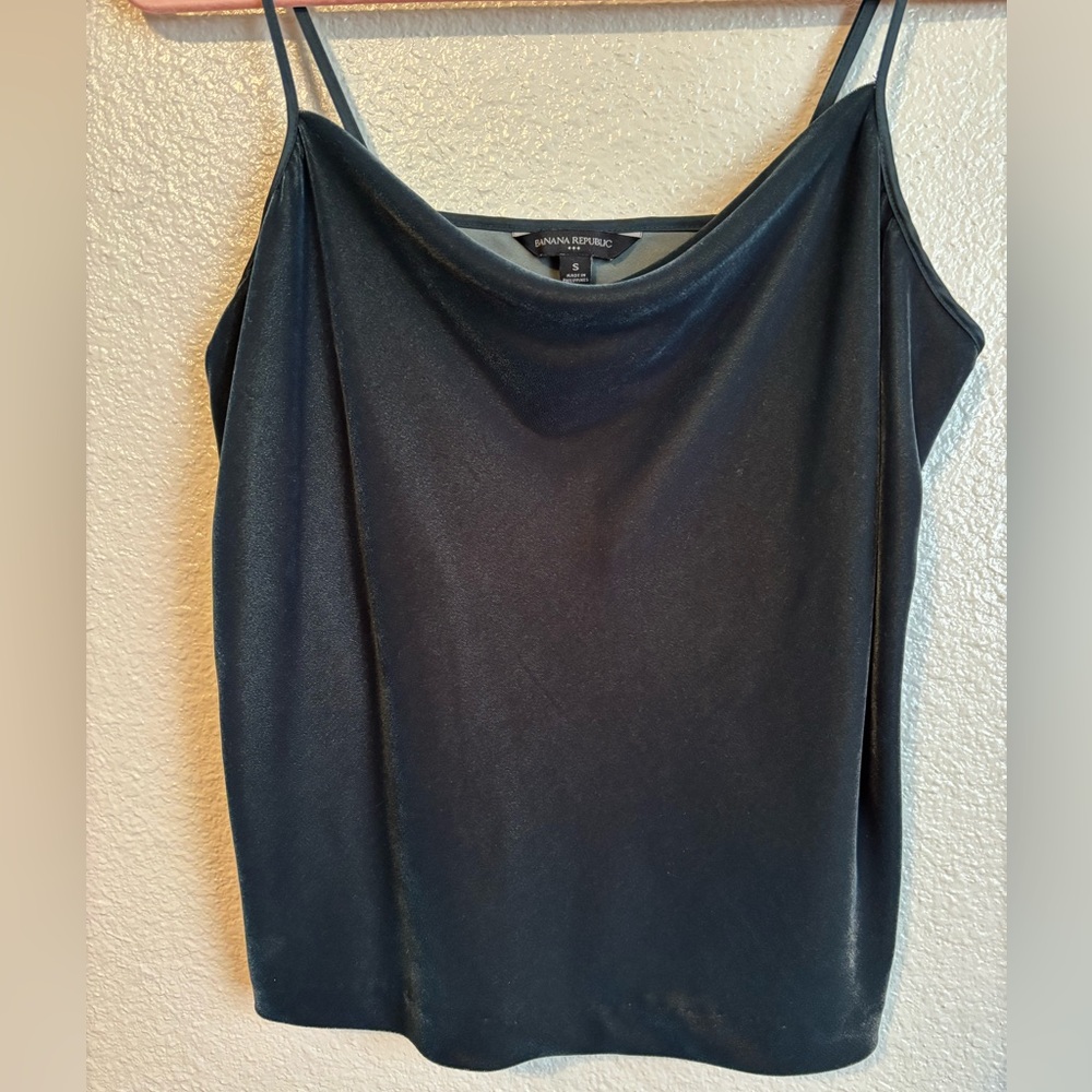 Banana Republic Sage Green Velvet Cowl Neck Camisole Shell Top
